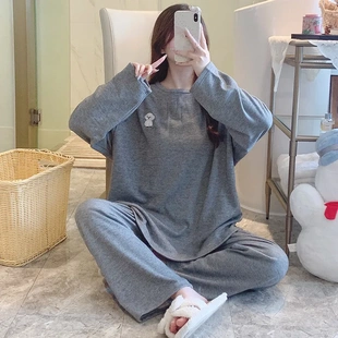 特大码睡衣女秋冬季新款绵羊绒长袖套装甜美休闲胖mm家居服可外穿