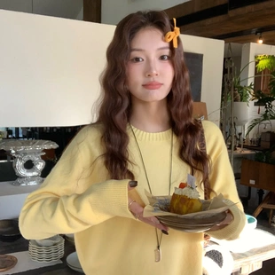 可爱圆领加厚羊绒毛衣打底衫女内搭新款冬季穿搭高级粉色针织上衣