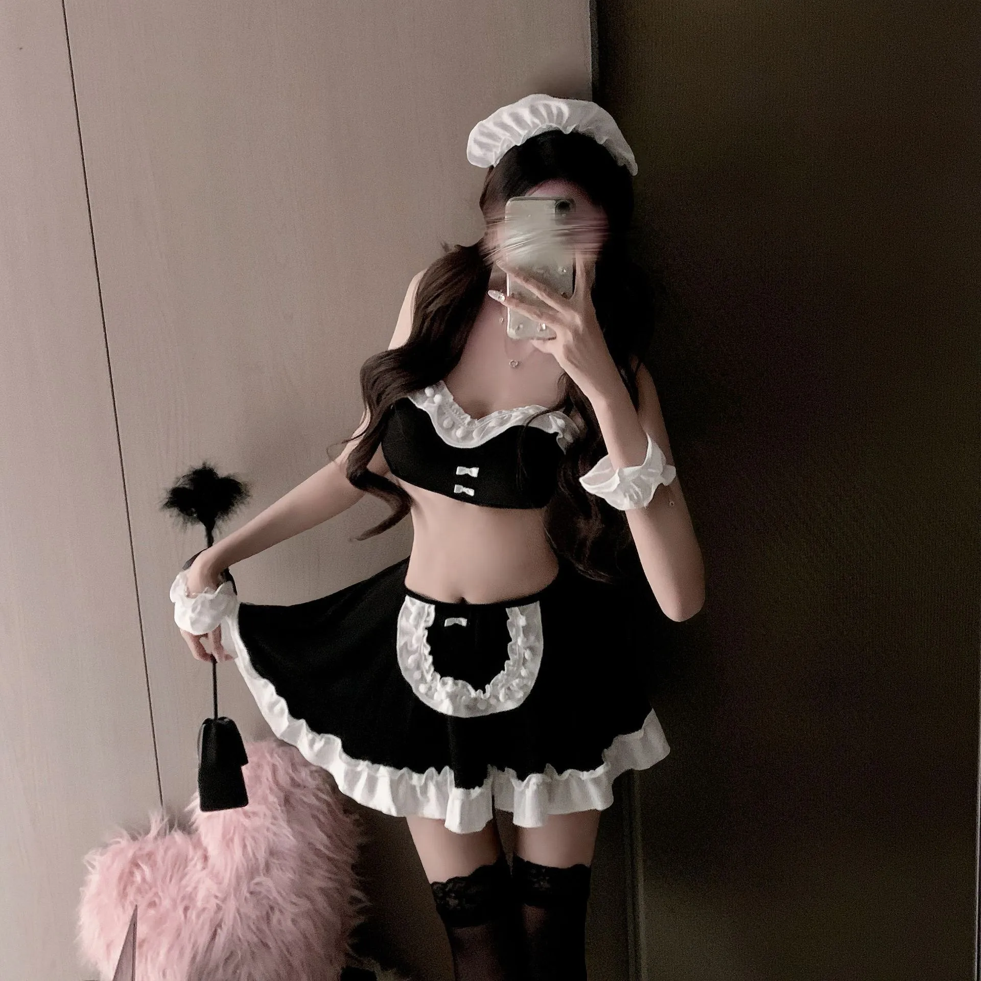 林芝服饰性感分体吊带上衣包臀短裙COS纯情女仆角色扮演