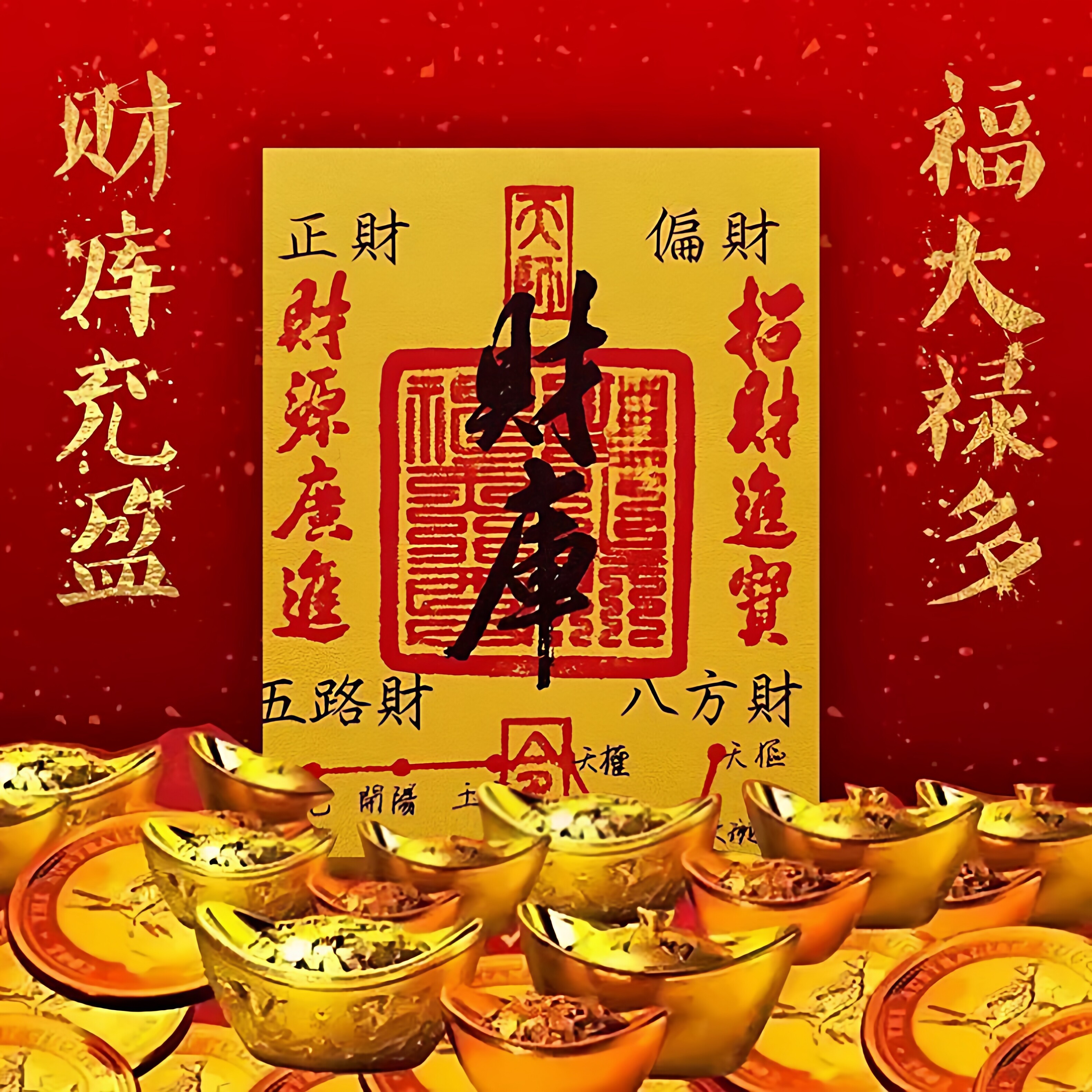 2026年开财库补原创五路财源八方聚财招财进宝手机贴纸手机壳内饰