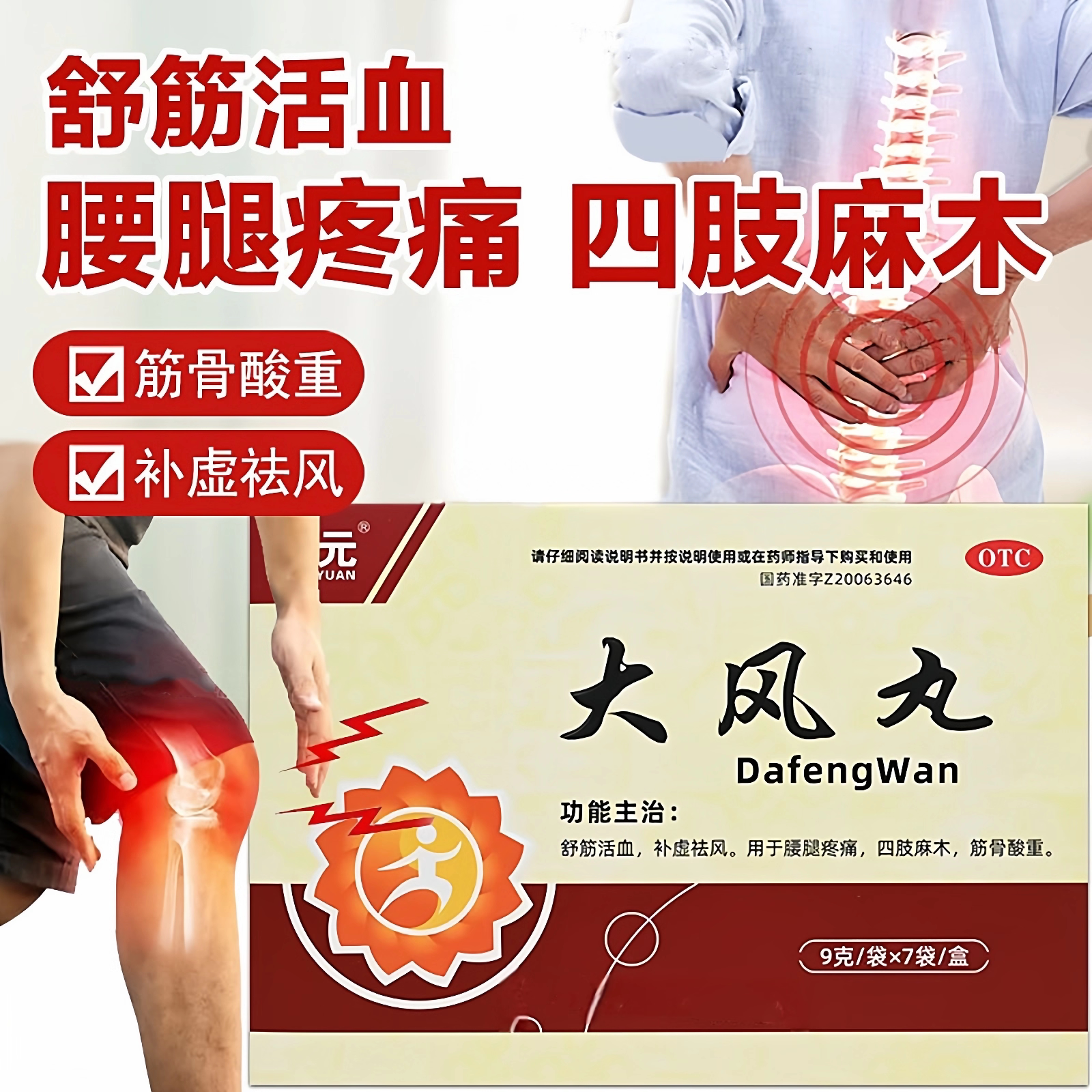 珍元 大风丸 9g*7袋腰腿疼痛四肢麻木筋骨酸重舒筋活血补虚祛风