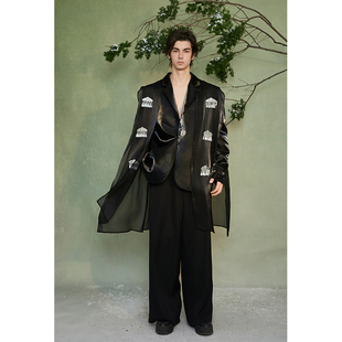 介尺JIECHI「苗疆环佩」新中式 高级感国风黑色宽松休闲西服外套