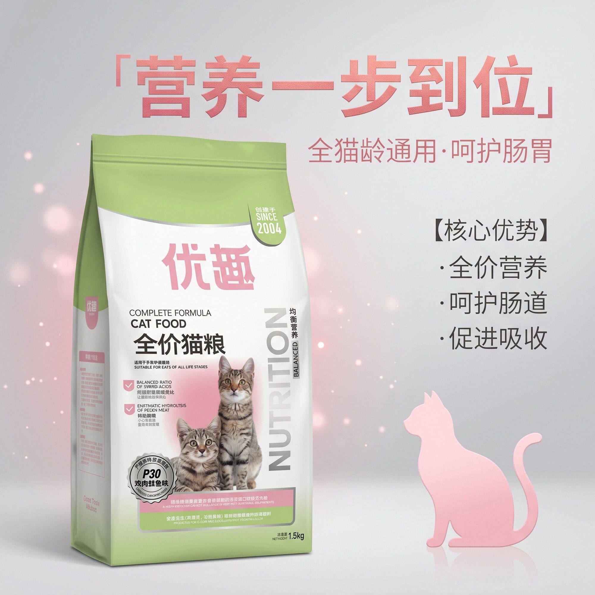 优趣鸡肉鳕鱼味猫粮 幼猫成猫通用猫粮 英短蓝猫美短猫食猫饭营养