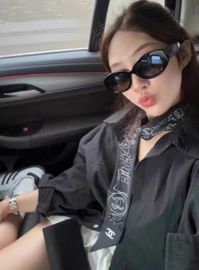 美式复古大框椭圆猫眼墨镜