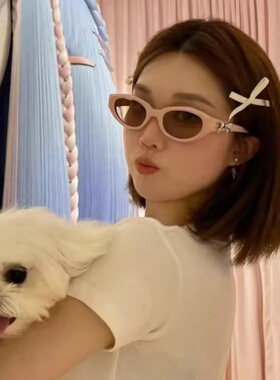 gm墨镜女高级感jennie猫眼粉色