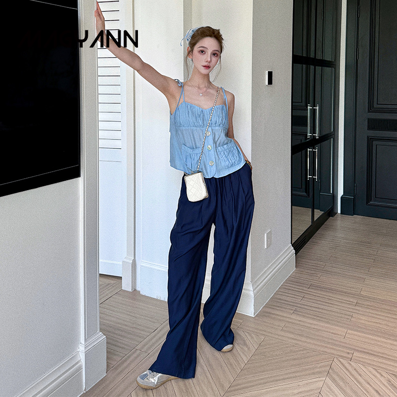 【云游】Magyann设计师原创2025秋通勤休闲宽松松紧腰凉凉裤长裤