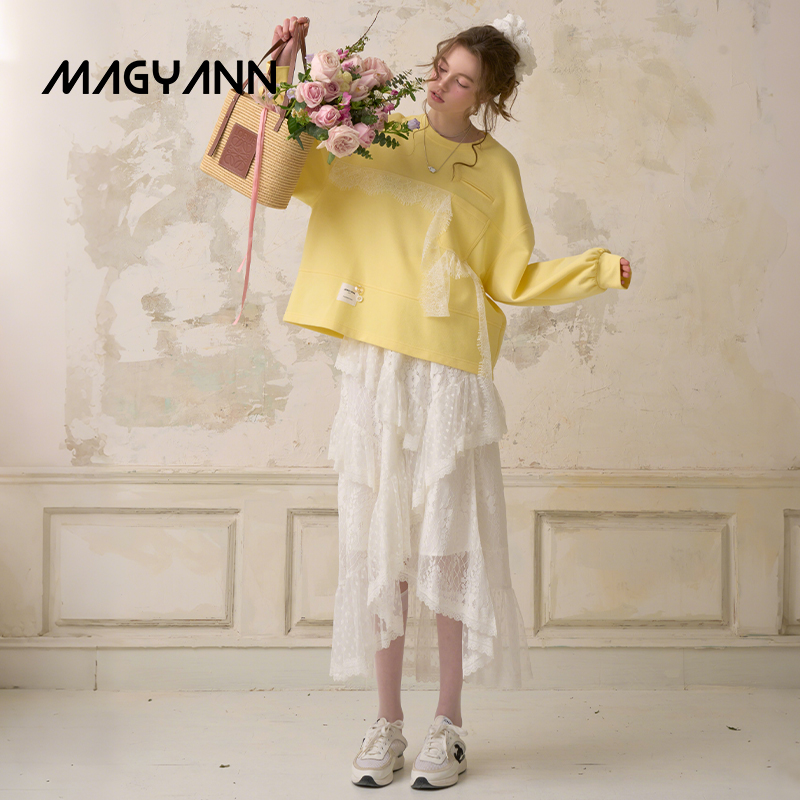 【棠梨】Magyann设计师原创2025夏减龄少女不规则荷叶边蕾丝半裙