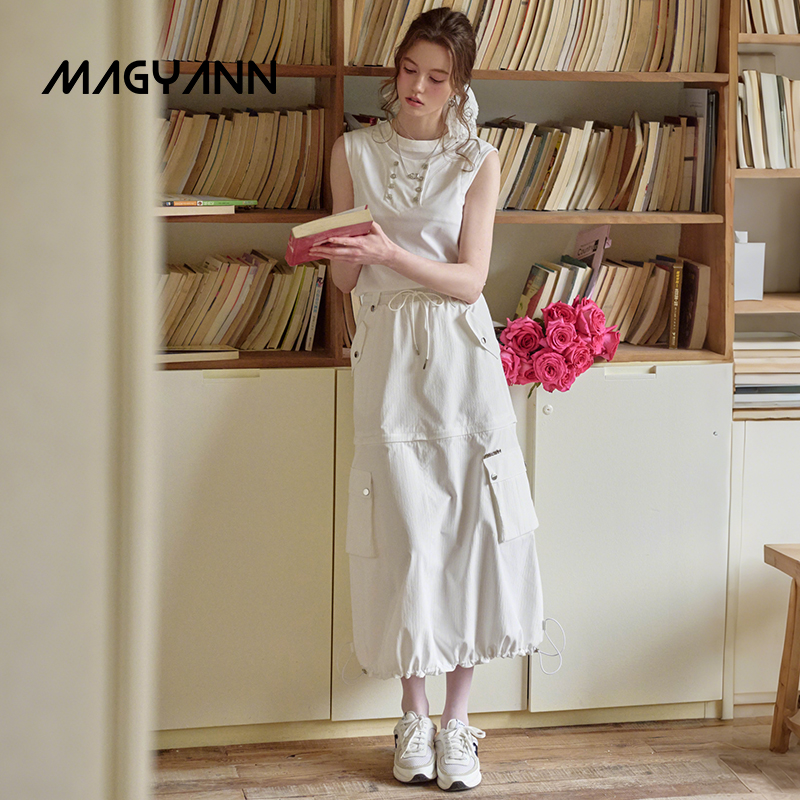 【素白秘境】Magyann设计师原创2025夏口袋拉链可拆卸两穿工装裙
