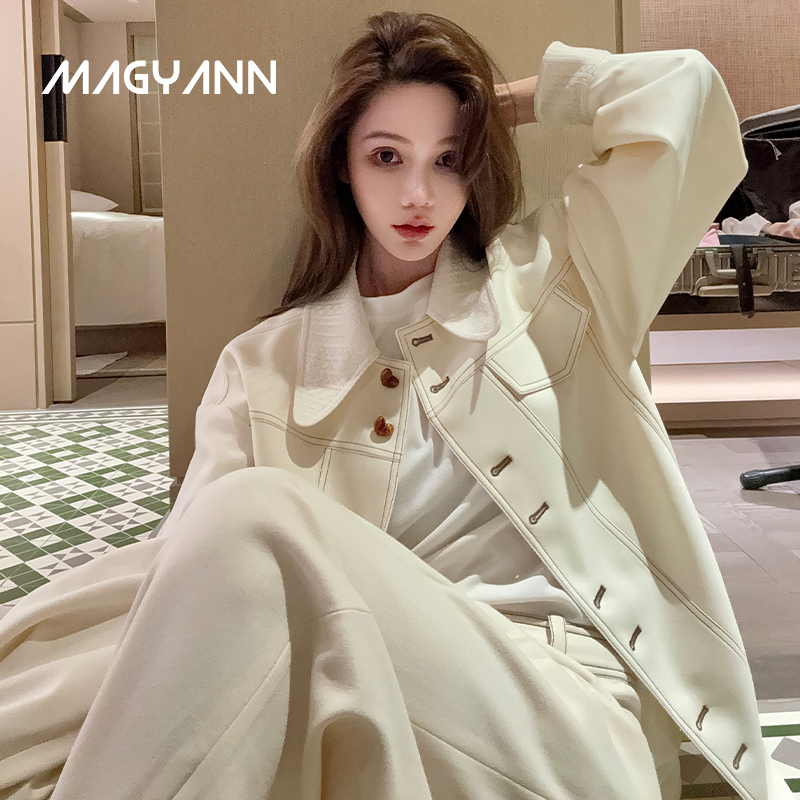 【白松石】Magyann设计师2025春通勤休闲气质拼接撞色压线外套女