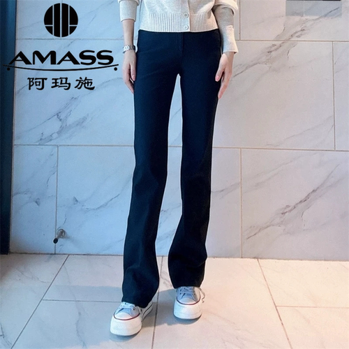 阿玛施女装专柜2025秋冬季新款时尚高腰加厚保暖裤直筒长裤510011