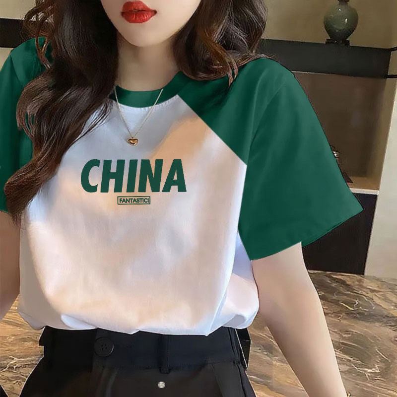 新款欧货拼色纯棉短袖t恤女2026夏装撞色夏季独特漂亮上衣显瘦t血