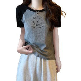 纯棉短袖T恤女生春夏初中高中学生体恤大码宽松胖妹妹百搭上衣服