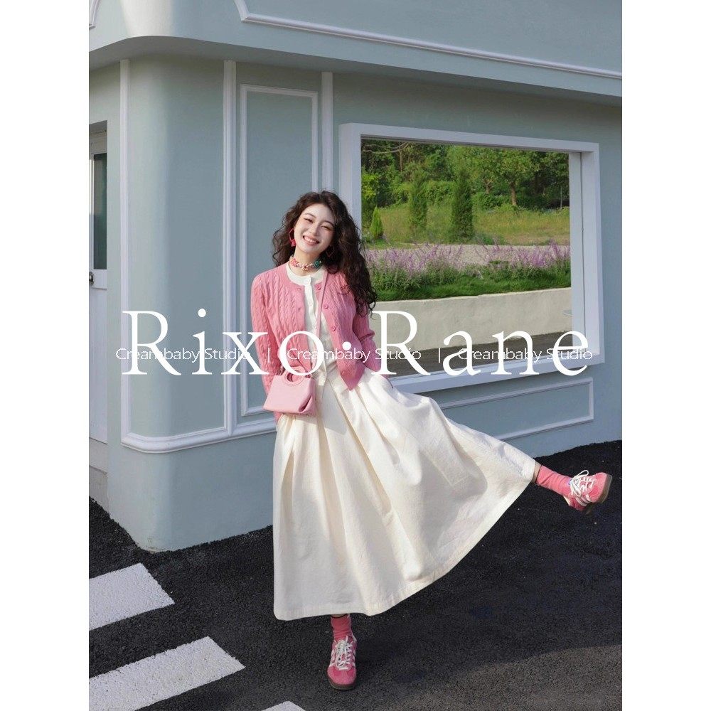 法国Rixo Rane ⭐粉色毛衣梨型身材白色百褶半身裙女大摆中长裙子,女装/女士精品,大码内搭,淘宝优惠券,粉丝福利购,淘宝优惠卷