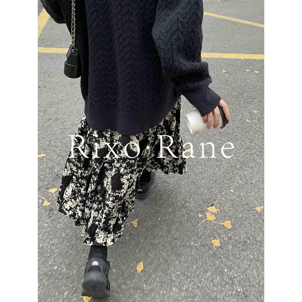 法国Rixo Rane⭐复古高腰扎染半身裙女水墨碎花A字裙显瘦百褶长裙,女装/女士精品,大码半身裙,淘宝优惠券,粉丝福利购,淘宝优惠卷