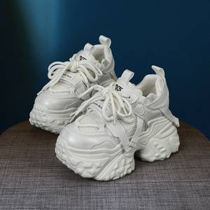 佐仟吉10cm内增高老爹鞋女ins2025春季新款真皮拼接松糕休闲鞋潮