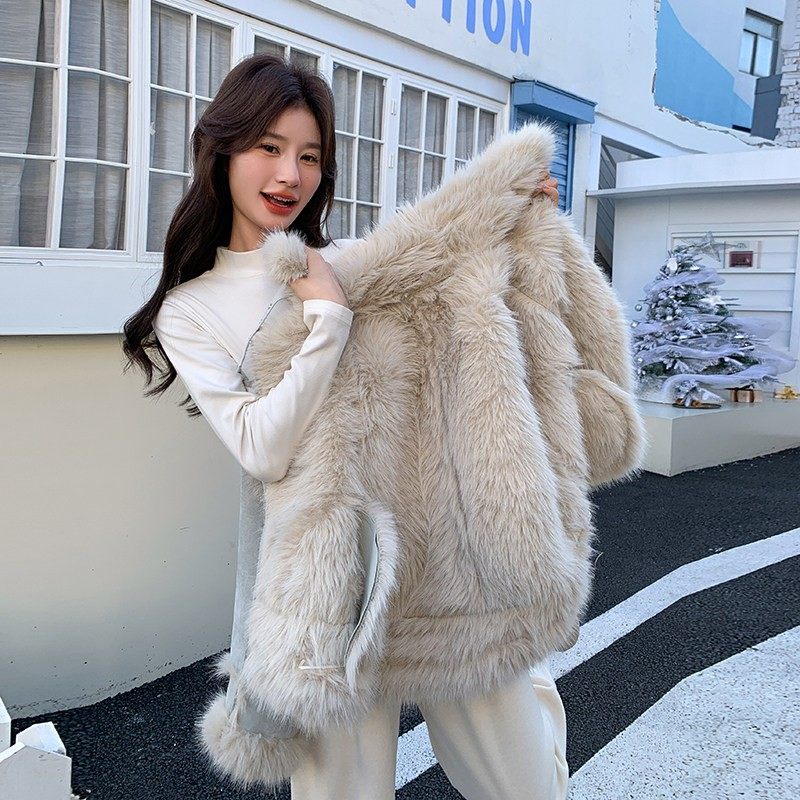 加绒加厚短款麂皮绒机车服女2024冬季新款短款皮毛一体羊羔毛外套,女装/女士精品,短外套,淘宝优惠券,粉丝福利购,淘宝优惠卷