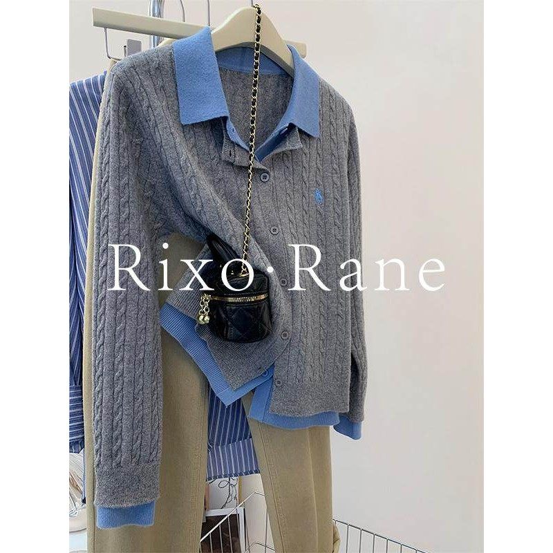 法国Rixo Rane灰色小香风假两件麻花针织开衫毛衣女秋冬气质上衣,女装/女士精品,大码内搭,淘宝优惠券,粉丝福利购,淘宝优惠卷