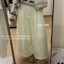 XIA夏夏-棉阔腿裤女松紧高腰显瘦宽松大裤腿九分休闲裤HS22548-D