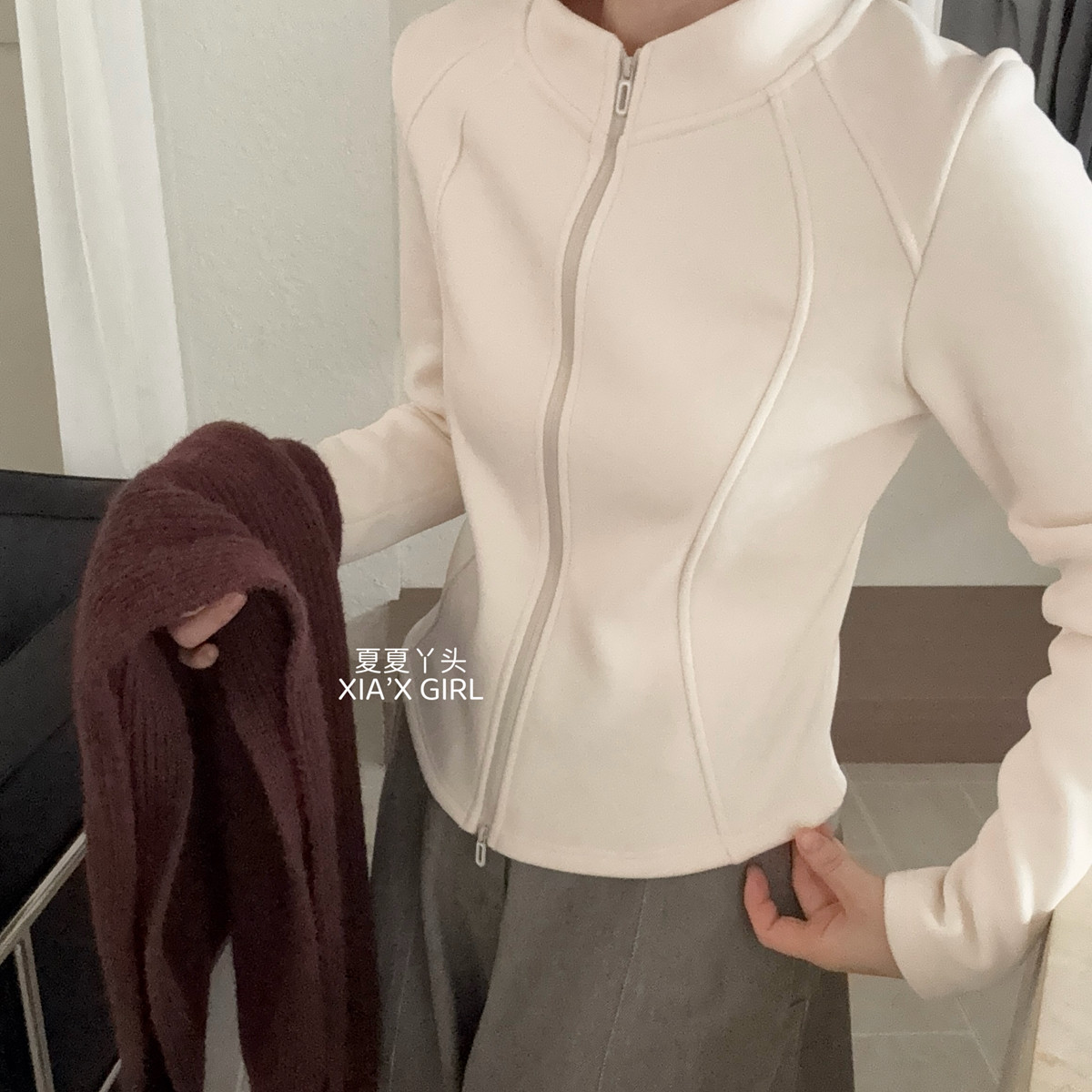 XIA夏夏-同款LULU同款小蛮腰立领秋冬保暖修身显瘦短外套SZ03631