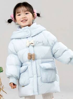 甜美风女童棉服儿童中长款加厚可爱2026新款女孩宝宝冬装保暖外套
