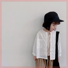 儿童新款纯棉衬衣男女童夏季薄款外穿小童空调服宝宝春秋衣潮