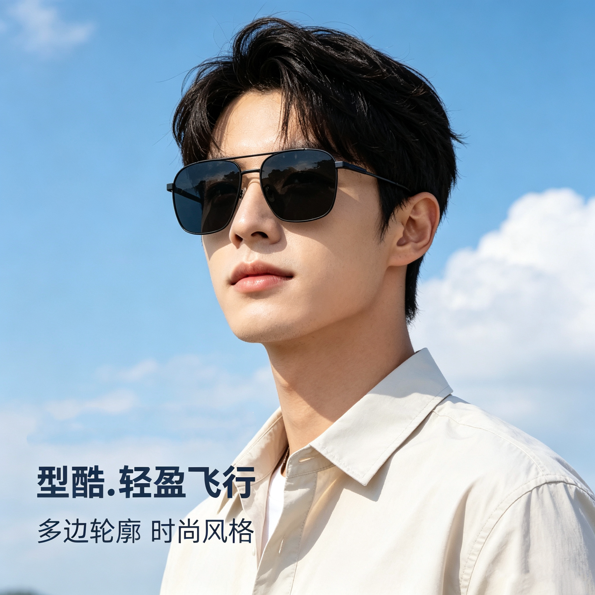 加纳斯男士偏光方框多边形太阳镜