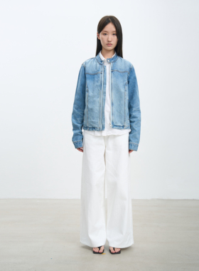 ROLE IN LIFE 原创复古洗水牛仔撞色拉链外套夹克机车男女同款