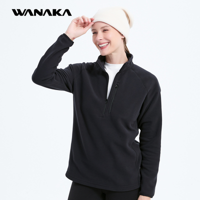 高蓬半拉链抓绒衣保暖透气轻量化