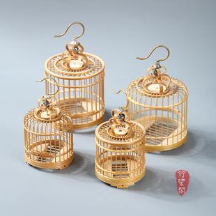 老玉竹切环无拼接手工打磨竹编螽斯笼鸣竹蛉笼小型圆形笼蛐笼挂件