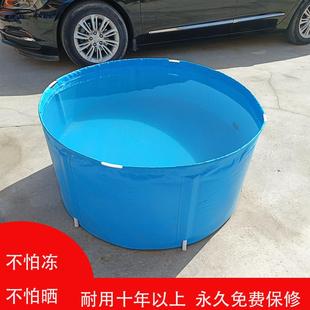 帆布池鱼池袋加厚圆形折叠支架锦鲤鱼池防水布水池金鱼缸换水桶