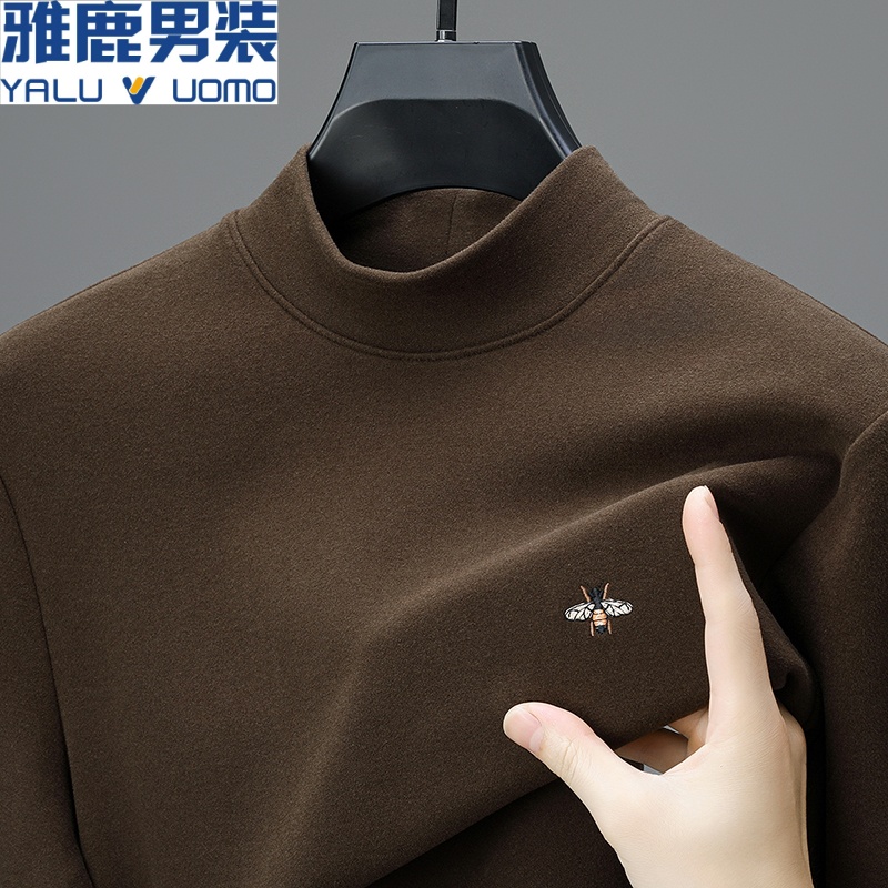 雅鹿男装德绒打底衫男士长袖T恤