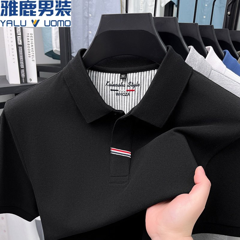 雅鹿男装纯100%棉短袖t恤男士夏