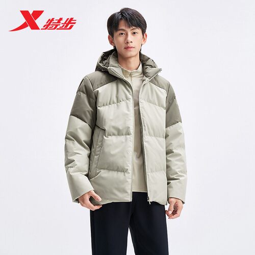 特步羽绒服男2025冬季新款舒适百搭宽松休闲运动外套975429190490