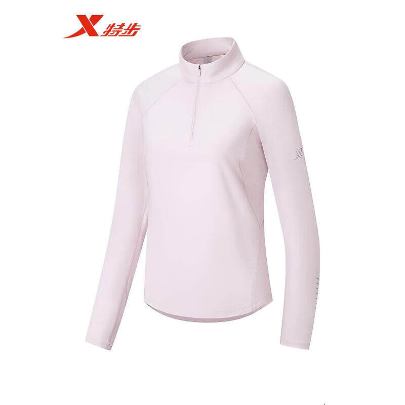 特步全民畅跑长袖T恤女2026春季新款训练服运动上衣974128030084