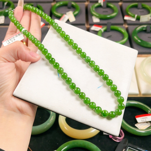 V6碧玉老料艳底艳阳绿翠阳绿8mn妈妈链正价6980