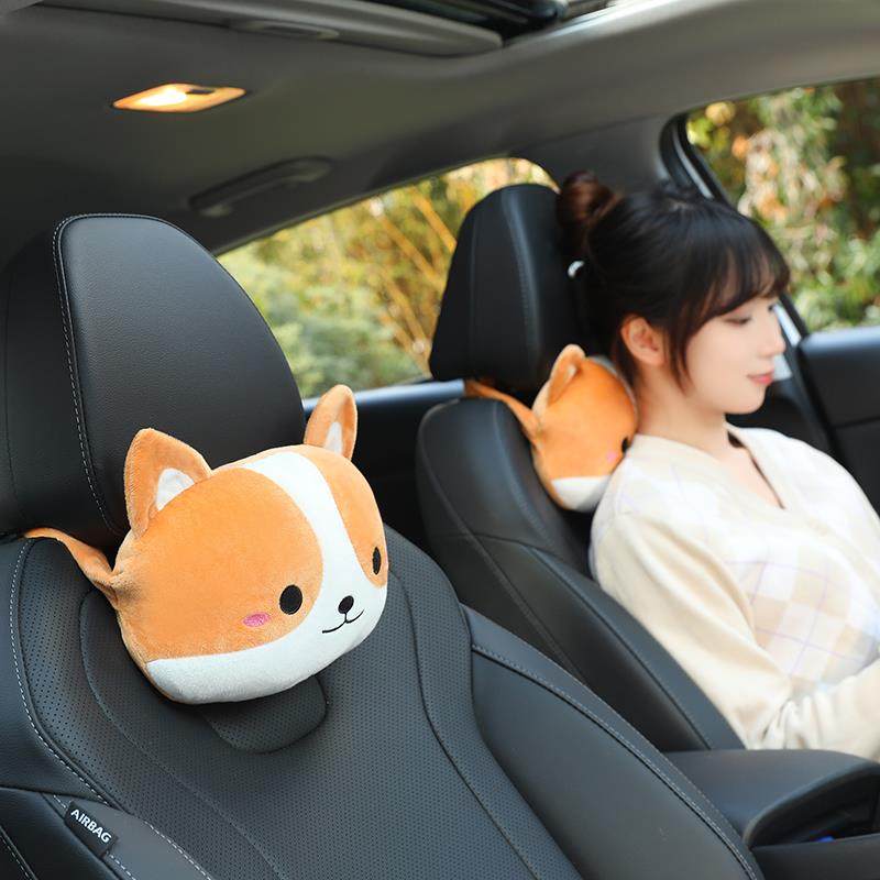 汽车头枕护颈枕车用靠枕一对座椅头枕车用可爱卡通枕通用车内靠枕
