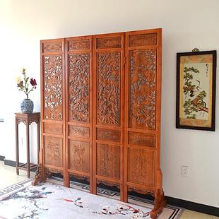 仿古屏风隔断 雕花镂空玄关 实木花格折屏 酒店茶楼移动香樟木中式