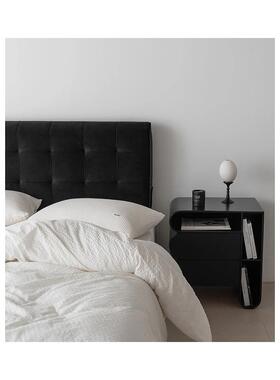 黑色Wabi-Sabi风格床垫软袋头板大靠背榻榻米自粘可拆卸可清洗202