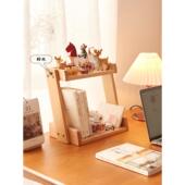 实木桌面置物架榉木ins风办公桌收纳架原木北欧桌上书架学生家用