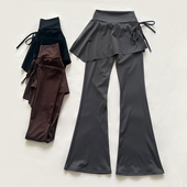 长裤 假两件瑜伽喇叭裤 防走光高腰遮臀运动休闲裙裤 新款 女2026秋季