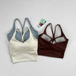 夏季 运动吊带背心女外穿一体固定胸垫健身防震交叉美背瑜伽内衣