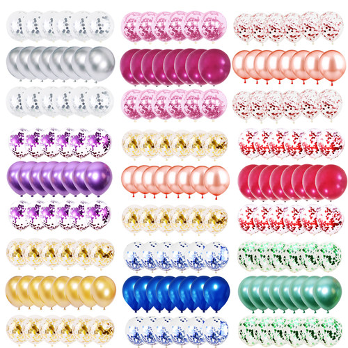 Globos Latex Metallic Marble Confetti Balloons Set Birthday