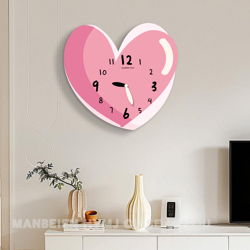 粹色客厅静音免打孔创意可爱挂钟