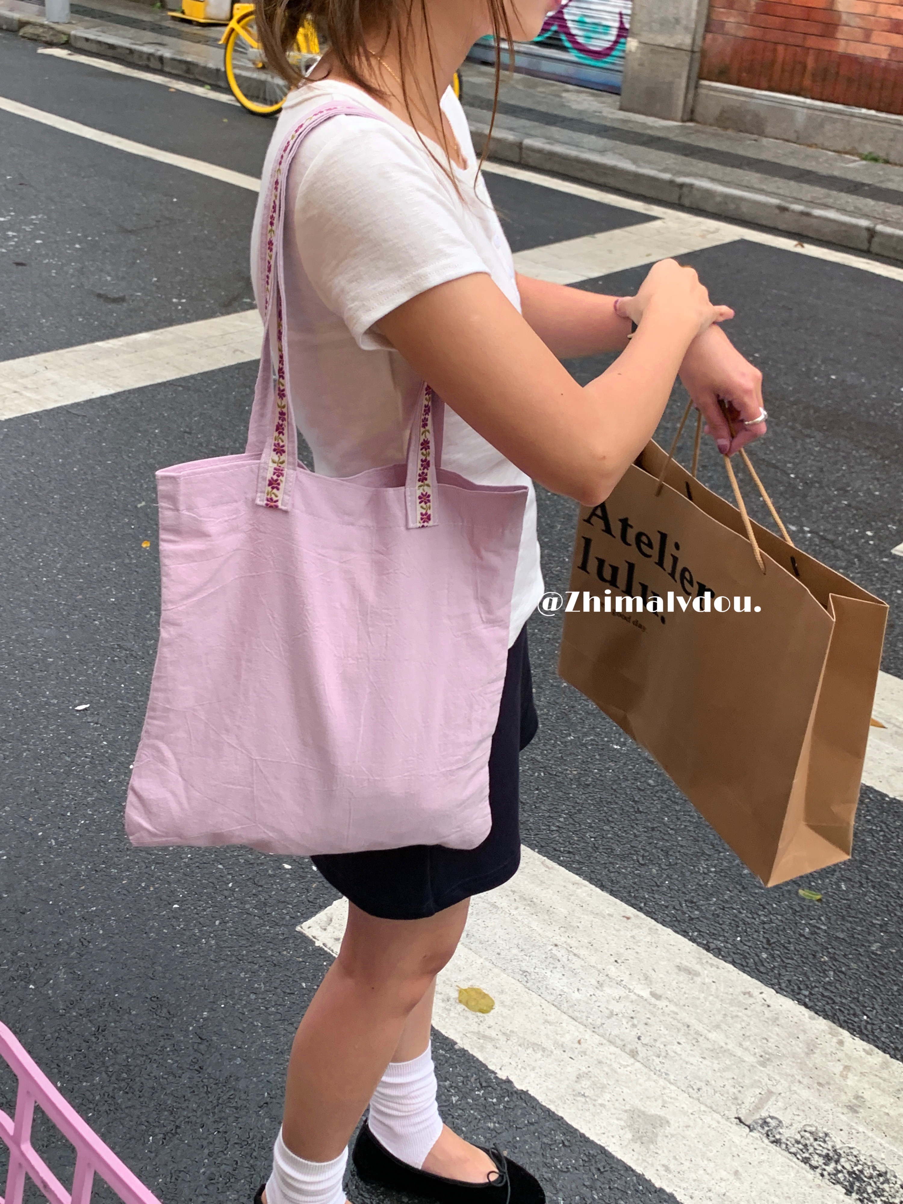 春夏韩系ins纯色花边帆布包百搭小众文艺亚麻单肩包小个子布袋女