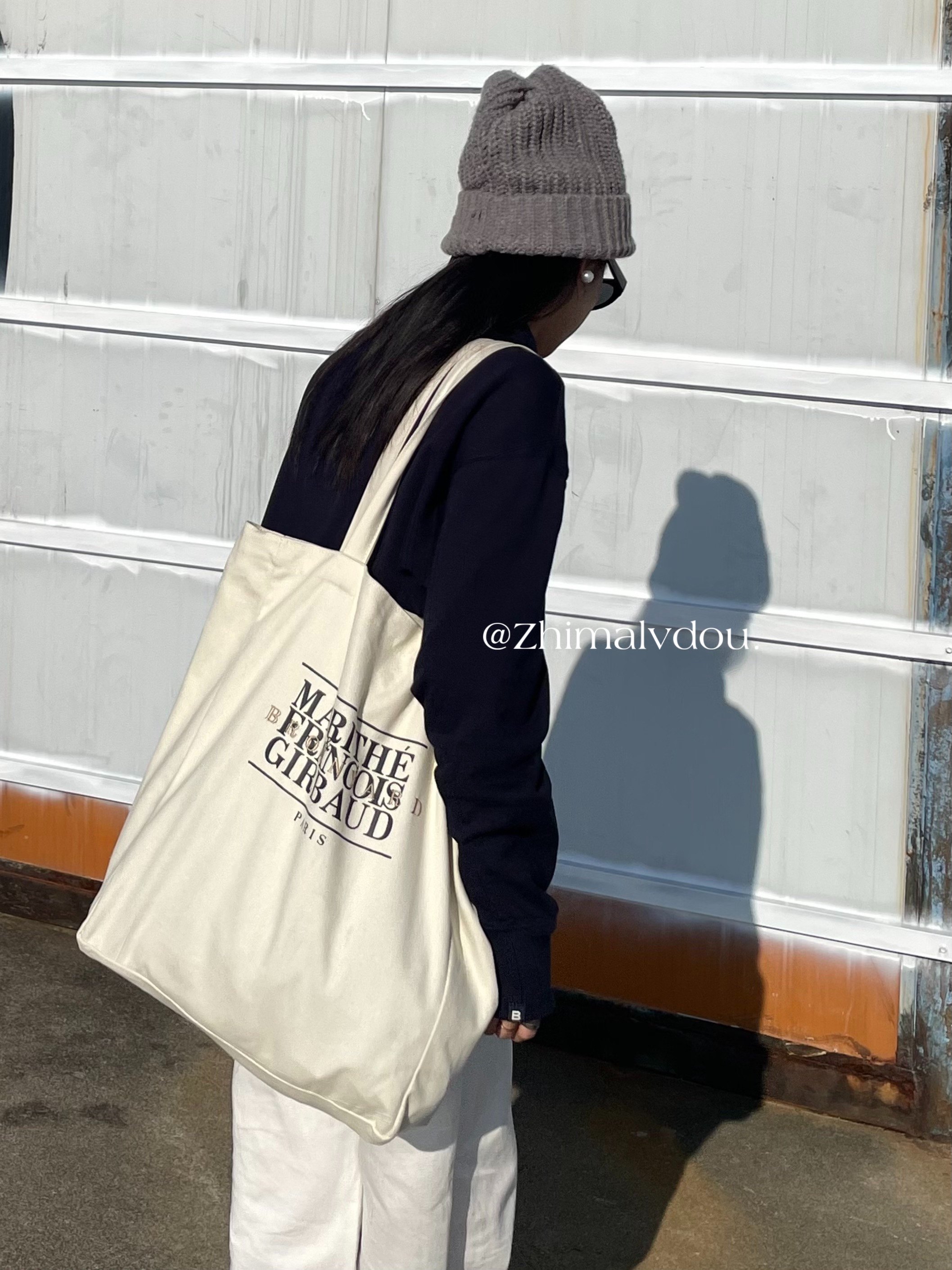 大容量帆布单肩包法式复古布袋小众字母刺绣印花帆布袋通勤托特包 - 芝麻绿豆出品