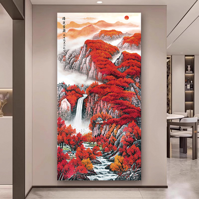 鸿运当头玄关装饰画新中式入户