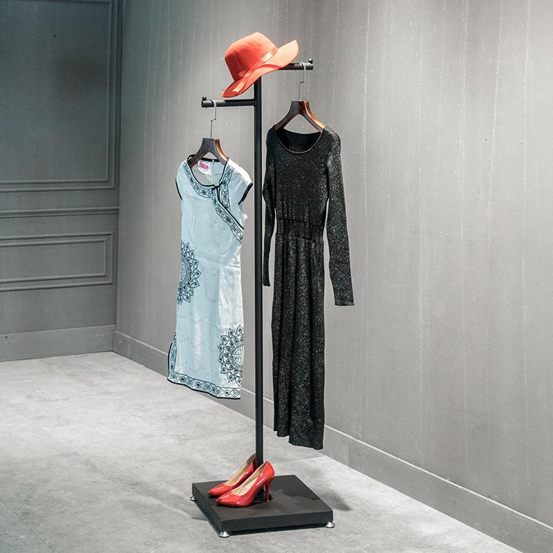 铁艺服装店橱窗衣帽展示架落地式单杆衣服架子男女装货架正挂架