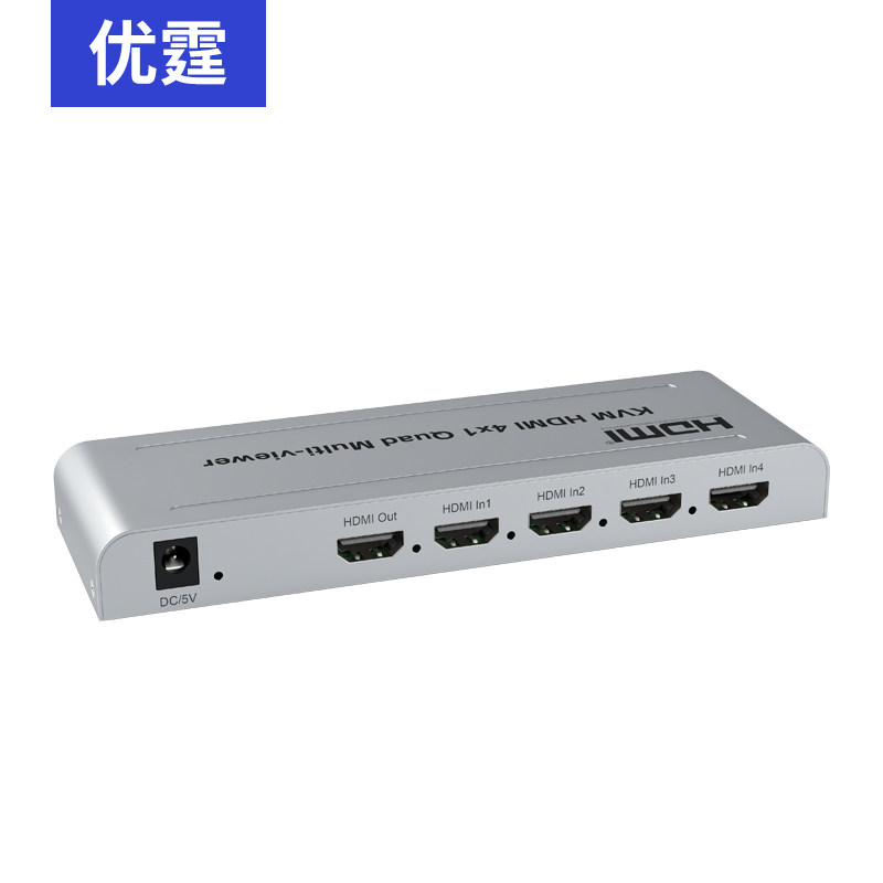 优霆KVM四画面HDMI分屏器4X1无缝切换USB滑屏鼠标键盘任意控制