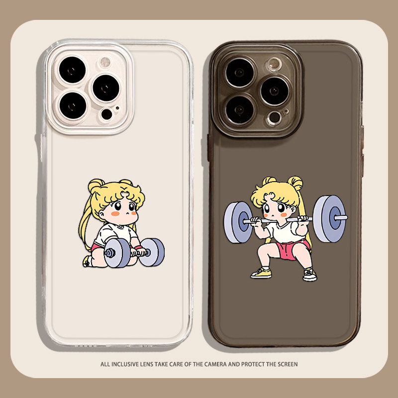 健身美少女战士手机壳适用苹果17小众趣味iphone16promax华为pura80pro自律mate70小米15红米iqoo14荣耀一加