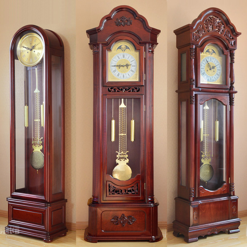 落地钟 客厅实木机械钟表欧式古典报时座钟中式豪华大气铜制立钟